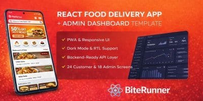 BiteRunner - Food Delivery App React Template